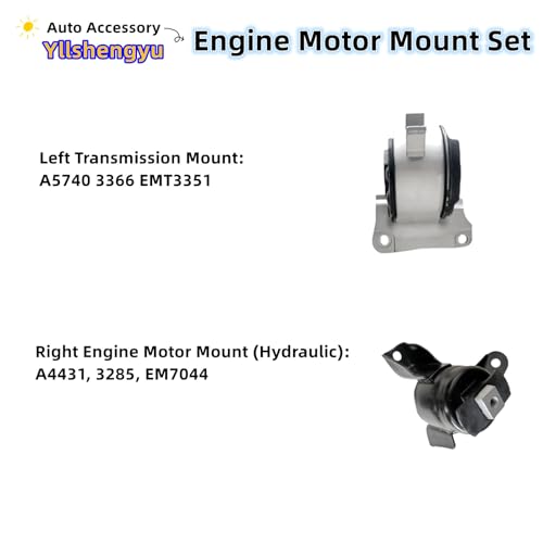 Yllshengyu 3Pcs Engine Motor Mount Kit Compatible with Fusion 2010 2011 2012/ Mercury Milan 2010 2011 L4 2.5L Automatic Transmission Replacement for A5556 A5740 3285 3216 3366 - Image 4