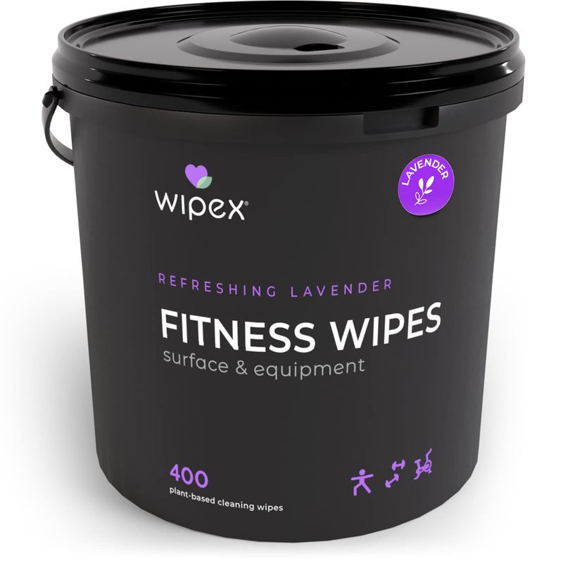 Wipex Wipex Gym Wipes – Natural Fitness Equipment Wipes, Plant-Based Cloth - Lavender and Vinegar Wipes to Clean Surfaces, Safe Yoga Mat Cleaner Wipes, All Purpose Gym Cleaner & Peloton Wipes, 400 Count  - Image 1