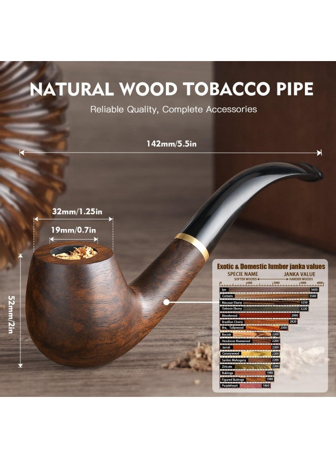 Scotte Smoking Pipe, Leather Pipe Pouch Pear Wood Pipe Accessories(Scraper/Stand/Filter Element/Filter Ball/Small Bag/Box) (Brown)  - Image 4
