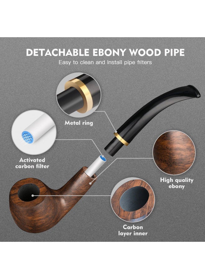 Scotte Smoking Pipe, Leather Pipe Pouch Pear Wood Pipe Accessories(Scraper/Stand/Filter Element/Filter Ball/Small Bag/Box) (Brown)  - Image 2