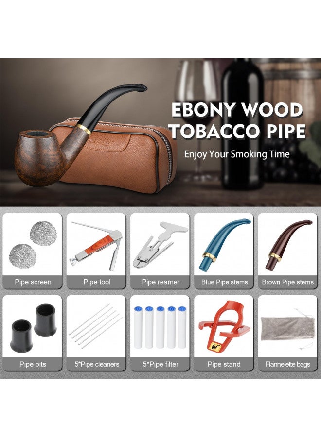 Scotte Smoking Pipe, Leather Pipe Pouch Pear Wood Pipe Accessories(Scraper/Stand/Filter Element/Filter Ball/Small Bag/Box) (Brown)  - Image 5