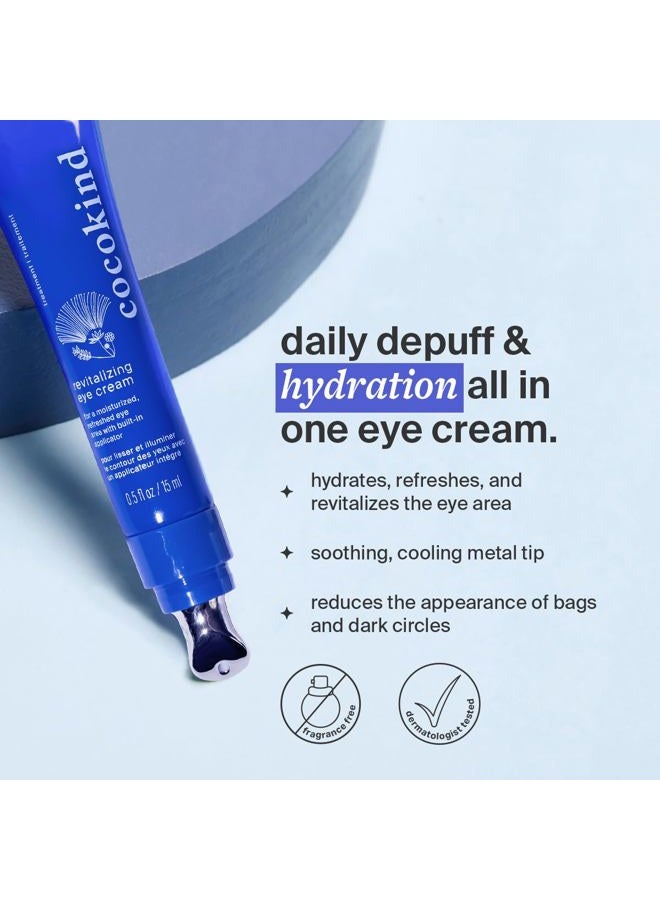 Cocokind Revitalizing Eye Cream by , Depuff & Reduce Fine Lines and Wrinkles, Cream for Firmer and Brighter Looking Eye Area, Hydrating with a Cool Metal Applicator Tip, 0.5 Fl Oz - Image 2