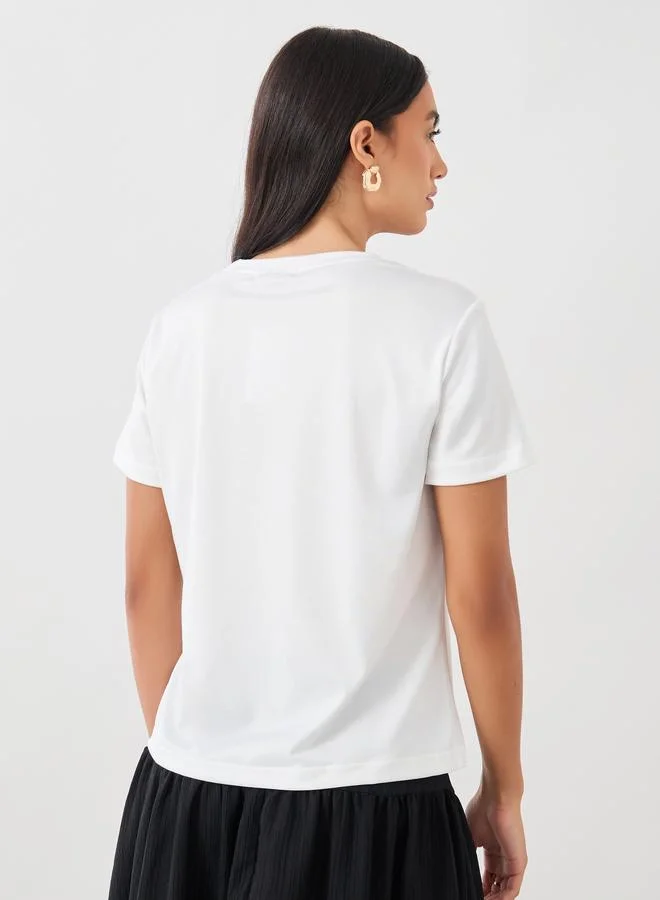 Take Two Take Two Slogan Print Round Neck T-Shirt