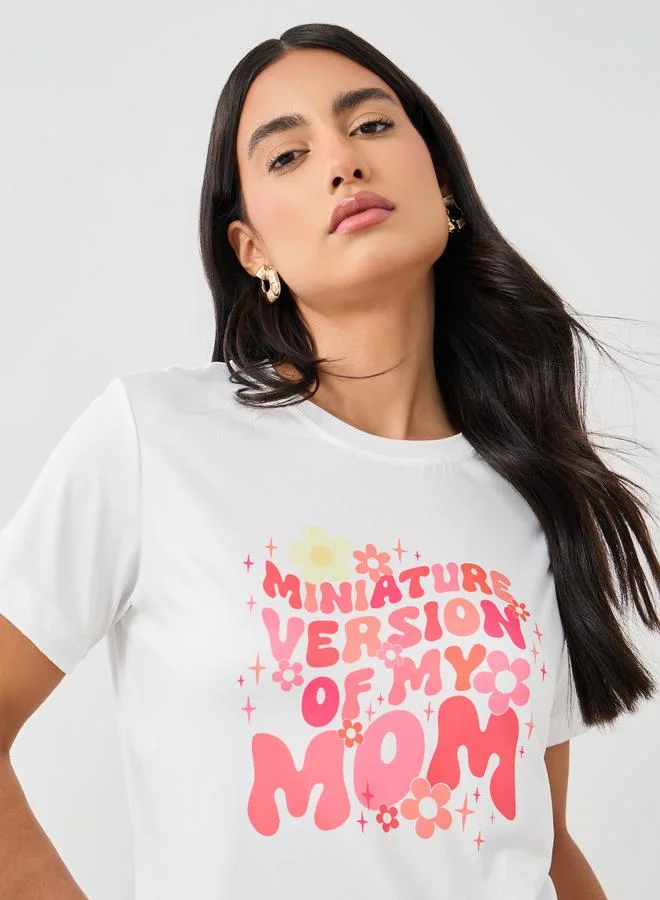 Take Two Take Two Slogan Print Round Neck T-Shirt