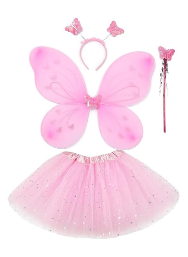 CMGTYYD Butterfly costume set, girl fairy costume, children's princess role-playing set, party costume, including ballet skirt, butterfly wings, headwear, wand costume set, suitable for girls aged 3-8. - Image 1