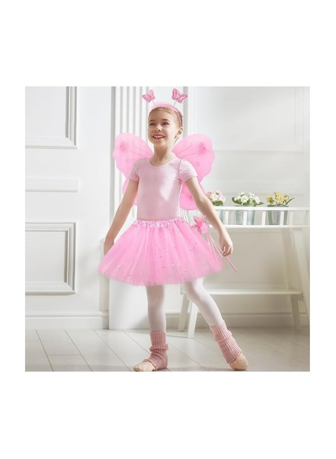 CMGTYYD Butterfly costume set, girl fairy costume, children's princess role-playing set, party costume, including ballet skirt, butterfly wings, headwear, wand costume set, suitable for girls aged 3-8. - Image 2