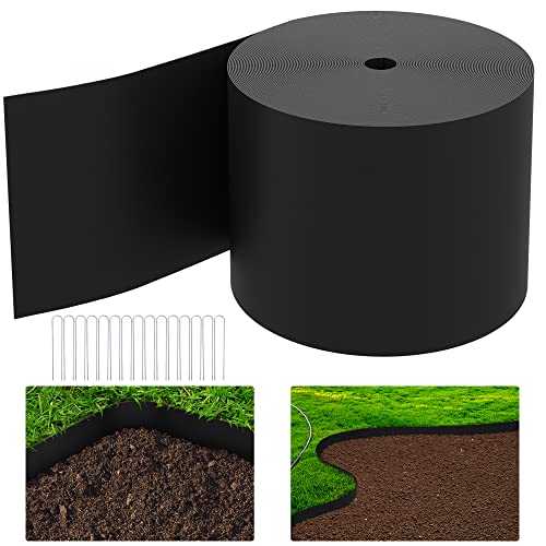 Watayo 30 FT Grass Barrier Landscape Edging Coil - 5 inch Depth Terrace Board Edging - Flexible Garden Bed Weed Barrier for Lawn Area Backyard Driveway Path Sidewalk - Image 1