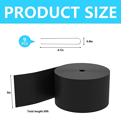 Watayo 30 FT Grass Barrier Landscape Edging Coil - 5 inch Depth Terrace Board Edging - Flexible Garden Bed Weed Barrier for Lawn Area Backyard Driveway Path Sidewalk - Image 2