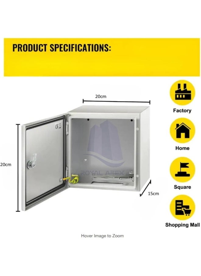 Royal Apex Wall-Mounted Metal Enclosure Waterproof Ip65 Outdoor/Indoor Dustproof Panel Box (200X200X150)  - Image 2