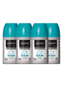 ABOVE ABOVE Roll-On Elements Set, Ocean, 4 Pcs - Ball Deodorant for Men - 72-Hour Protection - Sensual Fragrance - Dry Touch - No Stains - Antiperspirant 