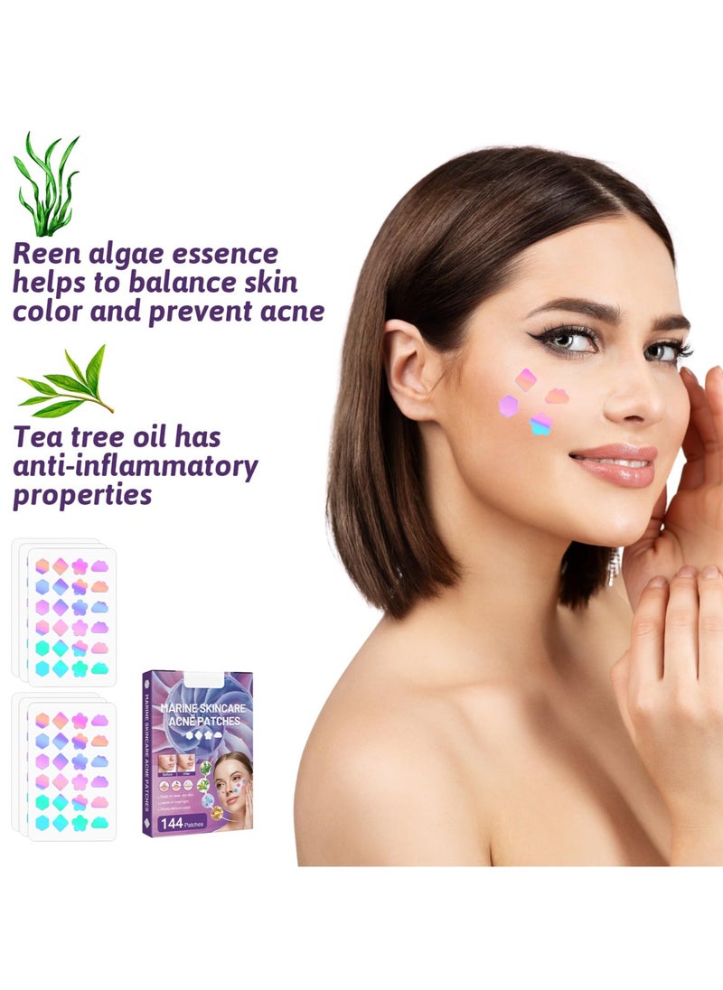 Acne Pimple Patches for Face, Hydrocolloid Fast Healing Cover Patch with Natural Green Algae Extract & TeaTree Oil, Cute Colorful Butterfly Shape Spot Stickers for Skin Care, Zit Patches (288 Counts)