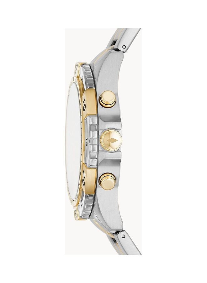 FOSSIL Men Garrett Chronograph Stainless Steel Watch - 44 mm - Silver/Golden - Image 3