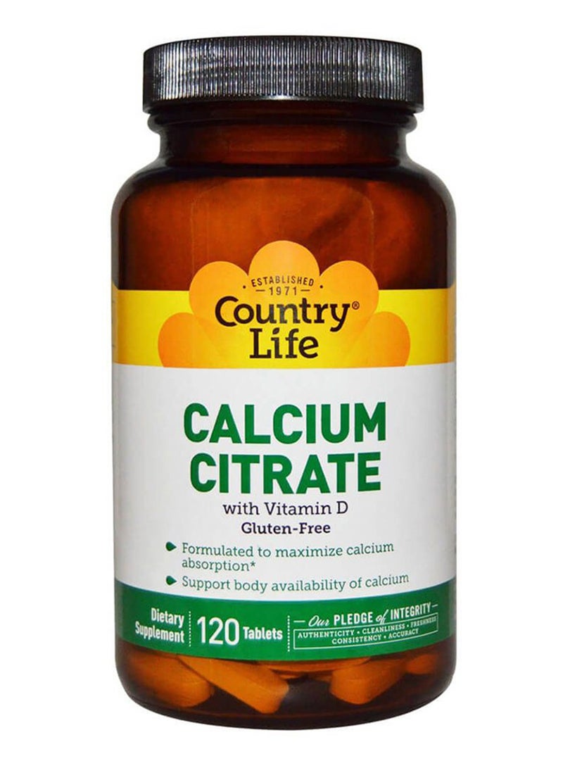 Country Life Calcium Citrate With Vitamin D Tablets For Bone Health, Pack of 120's - Image 1