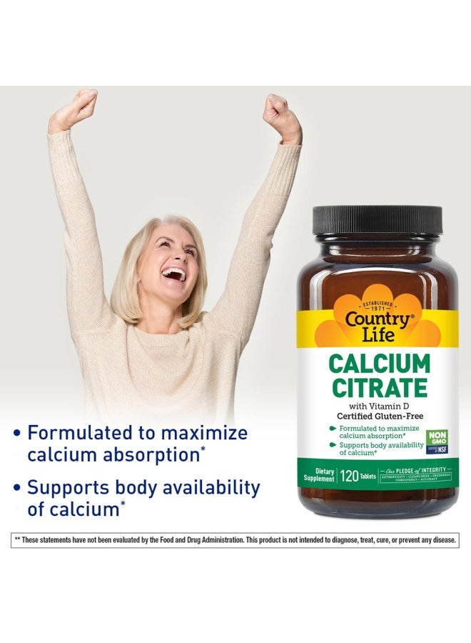 Country Life Calcium Citrate With Vitamin D Tablets For Bone Health, Pack of 120's - Image 2