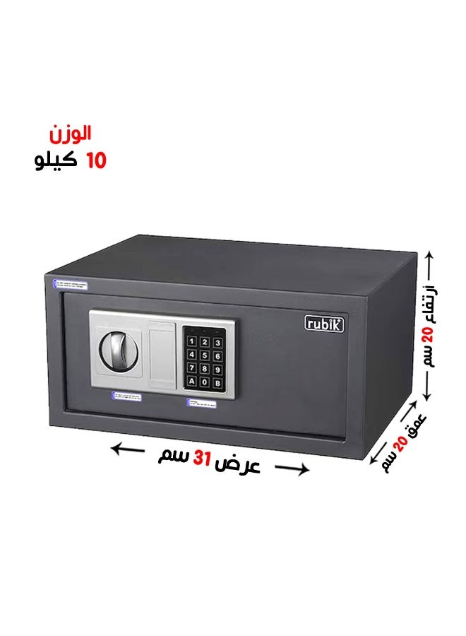 خزنة أمنية رقمية فاخرة مقاومة للحرائق ، مزودة بلوحة أرقام الكترونية وقفل ومفتاح مادي 20*20*31 سم  وزن 10 كيلو - Image 1