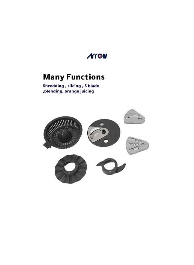 ارو محضر طعام 8 في 1، سعة 2.4 لتر، 800 وات | خلاط، مفرمة، مبشرة، قطاعة، صانعة عجين | لون أسود ورمادي | أداة مطبخ متعددة الاستخدامات للفرم والتقطيع والعجن | اسم الموديل: RO-07FPD - Image 3