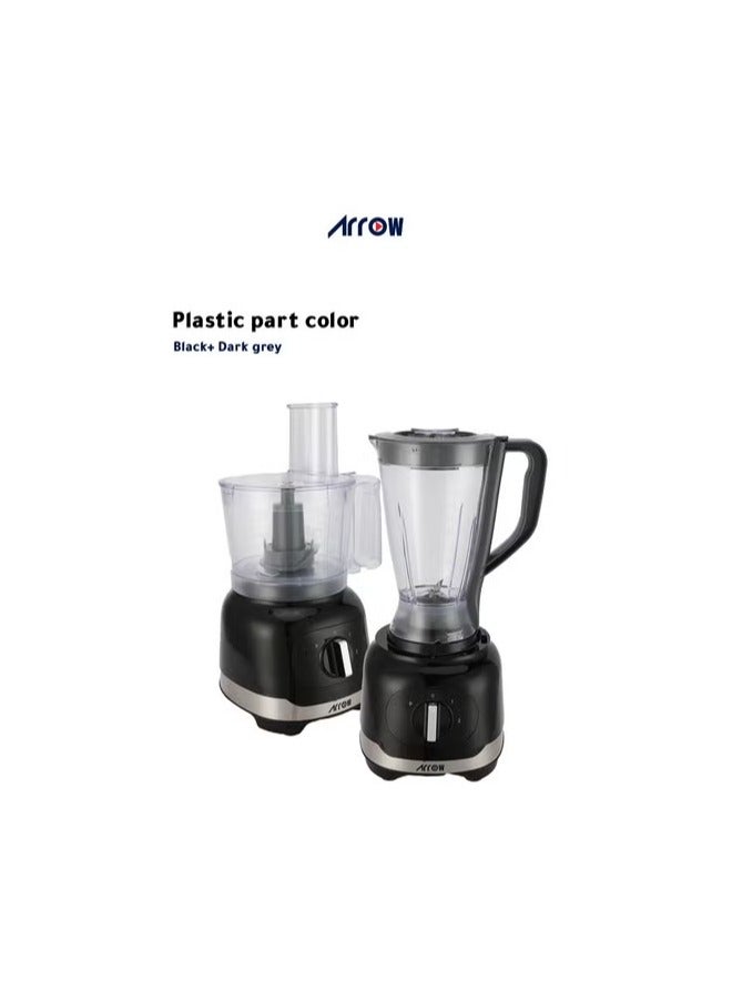 ارو محضر طعام 8 في 1، سعة 2.4 لتر، 800 وات | خلاط، مفرمة، مبشرة، قطاعة، صانعة عجين | لون أسود ورمادي | أداة مطبخ متعددة الاستخدامات للفرم والتقطيع والعجن | اسم الموديل: RO-07FPD - Image 5