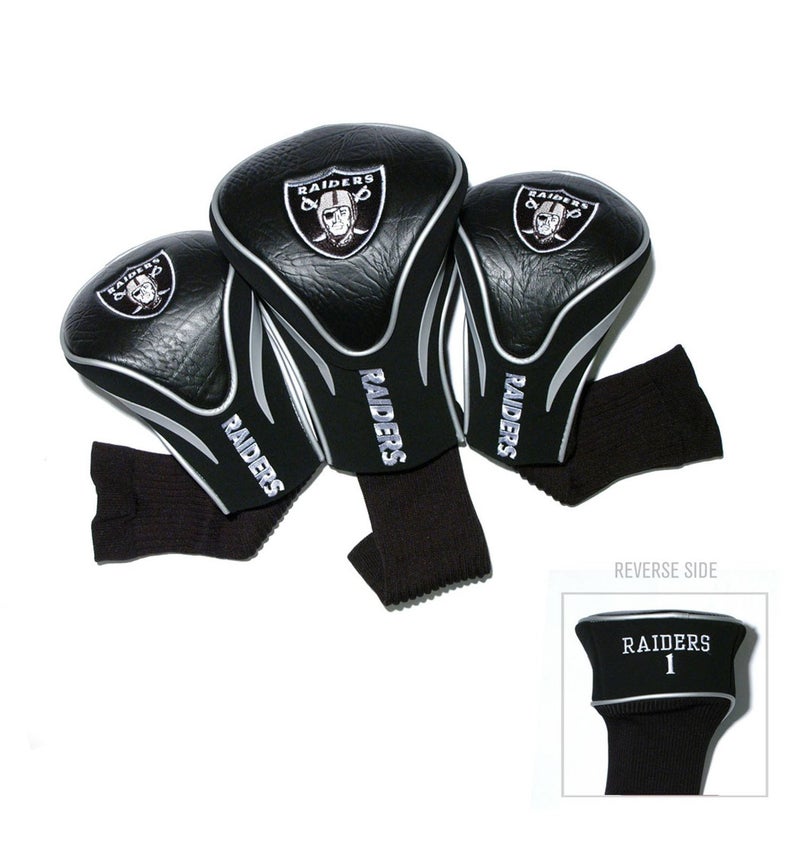 Team Golf NFL Las Vegas Raiders Contour Golf Club Headcovers (3 Count) Numbered 1, 3, & X, Fits Oversized Drivers, Utility, Rescue & Fairway Clubs, Velour lined for Extra Club Protection - Image 2