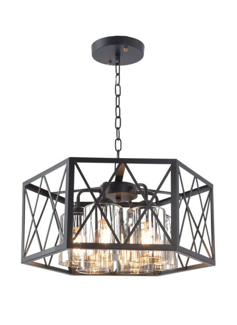 Hexagonal Lantern/3 Bulb Black