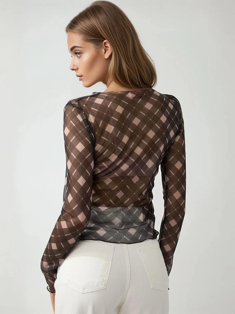 HICCUP Patterned Crew Neck Top