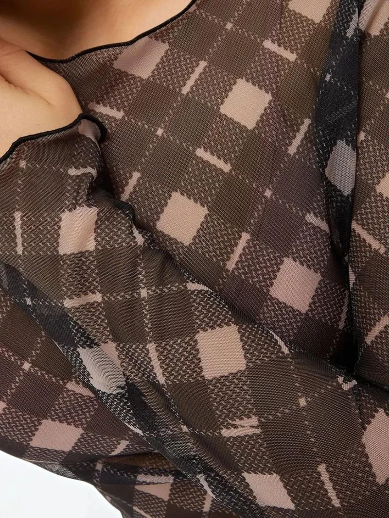 HICCUP Patterned Crew Neck Top