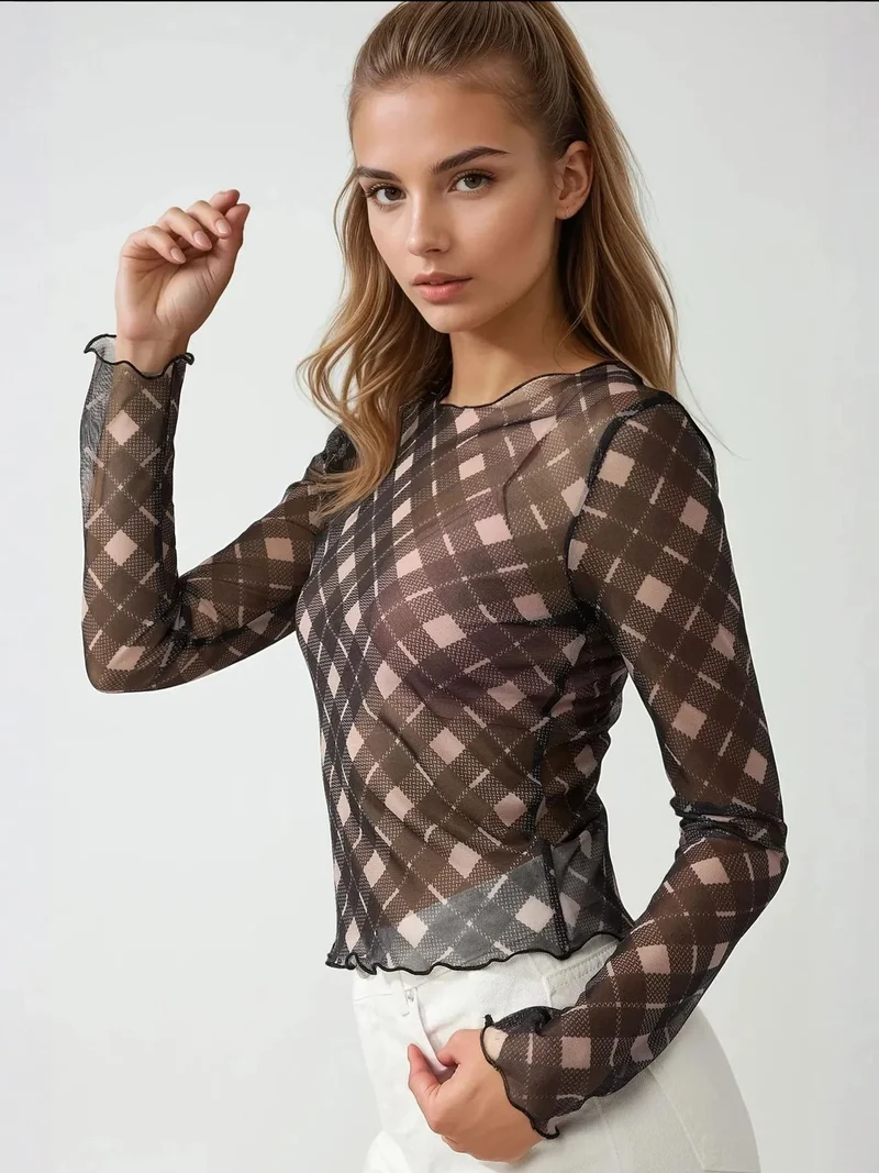 HICCUP Patterned Crew Neck Top
