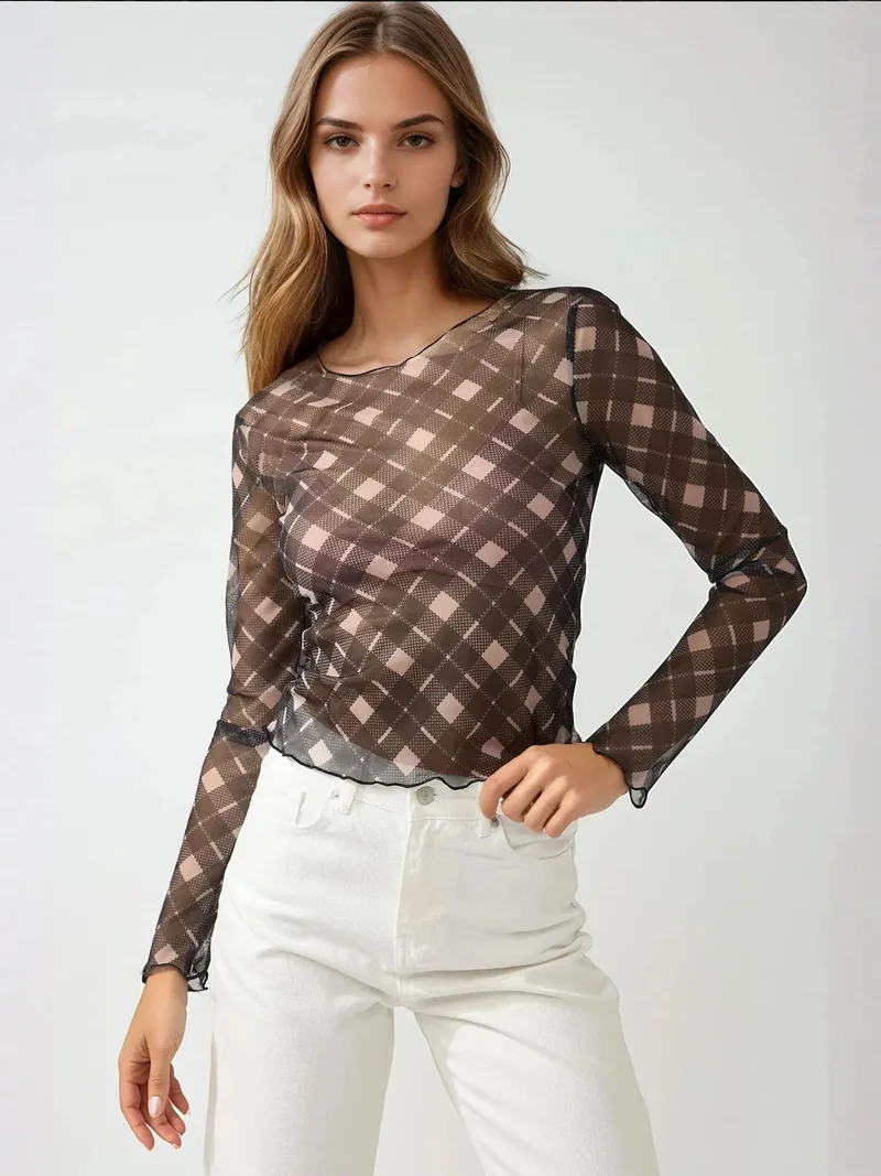 HICCUP Patterned Crew Neck Top
