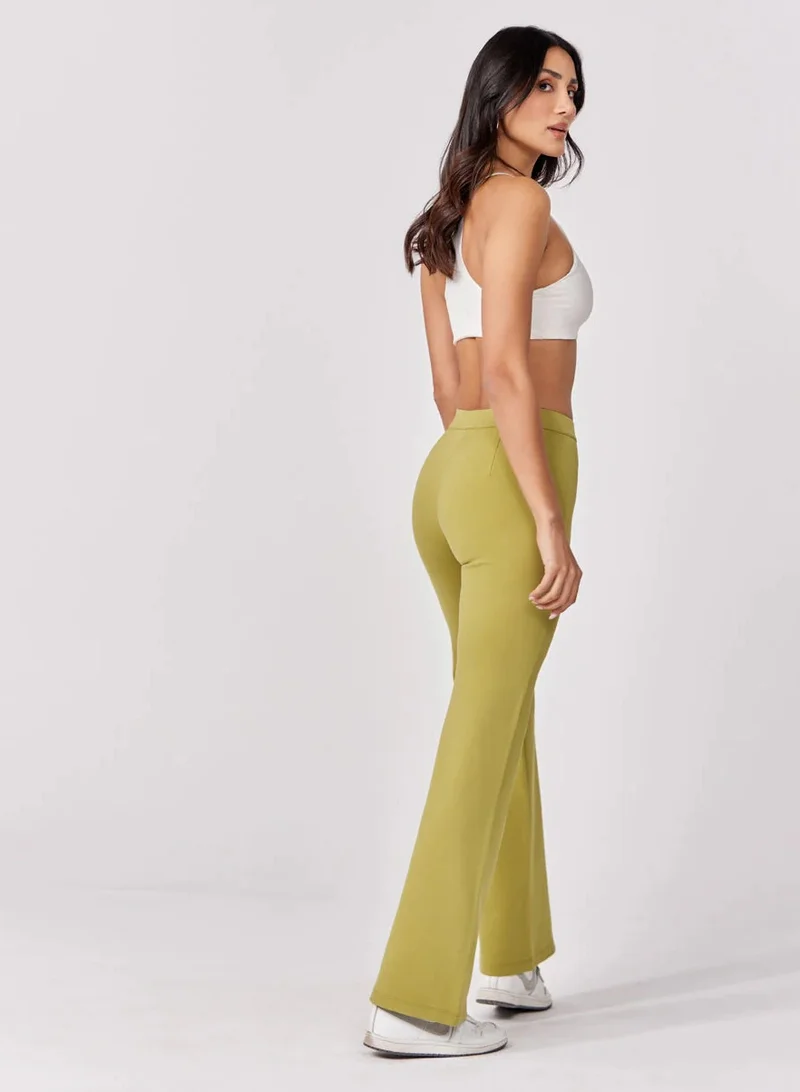 Zigzag  Ponte Flared Light Green Pant for Women | Best Price UAE