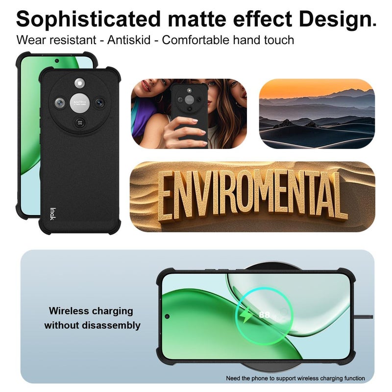 إيماك جراب هاتف من مادة TPU المقاومة للصدمات مع وسادة هوائية لهاتف Honor X70 5G (أسود غير لامع) - Image 5