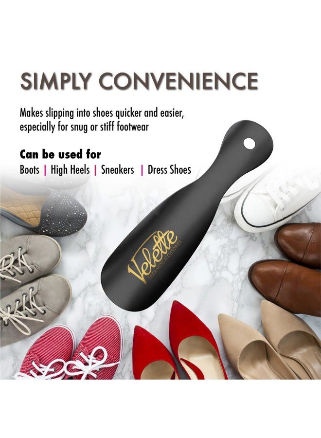 Velette 16.5" Long Shoe Horn Long Shoe Handle for Boots, 7.5" Travel Shoe Helper, Shoe Horns for Seniors, Men, Women, Black, 7.5" - Image 3