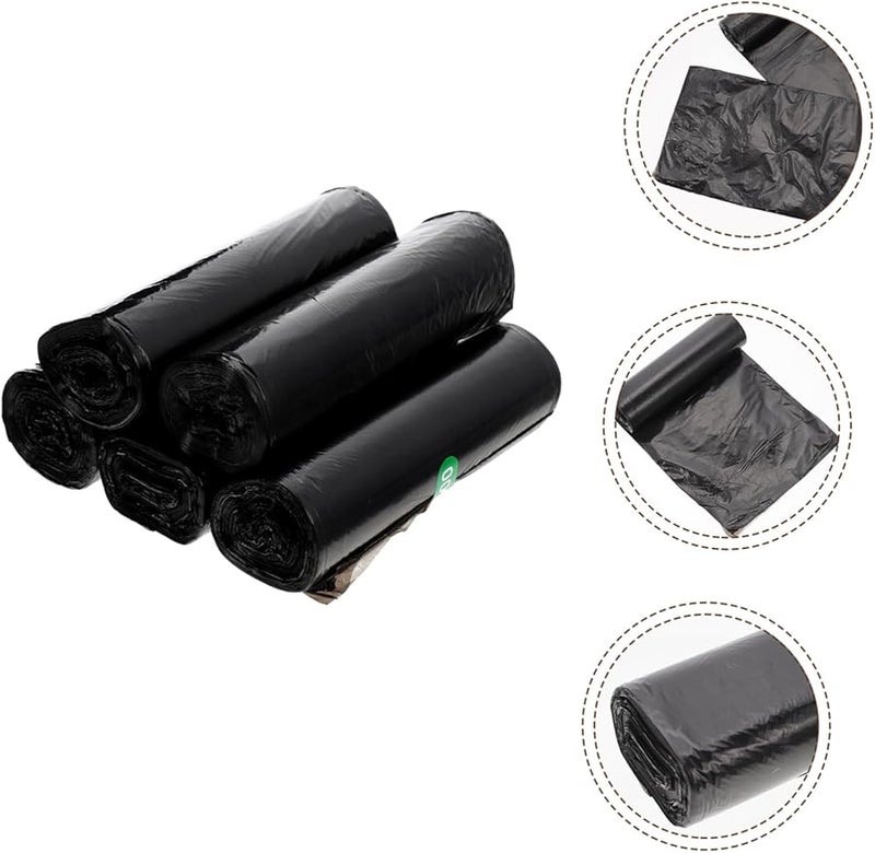 5 Rolls Black Garbage Bags PE Material Disposable Kitchen Bathroom Trash Liners - Image 4