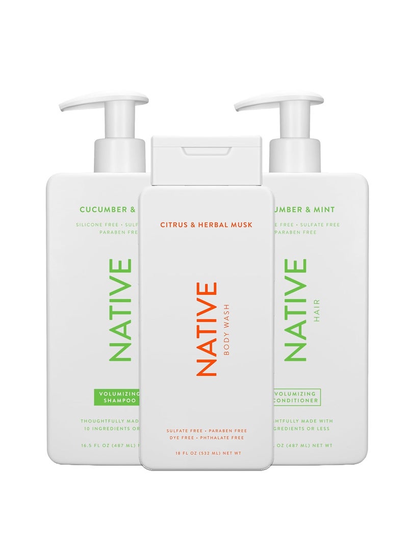 native Native Citrus  Herbal Musk Body Wash 18 oz 2 Pk Cucumber  Mint Shampoo  Conditioner 18 oz  2 Pk 