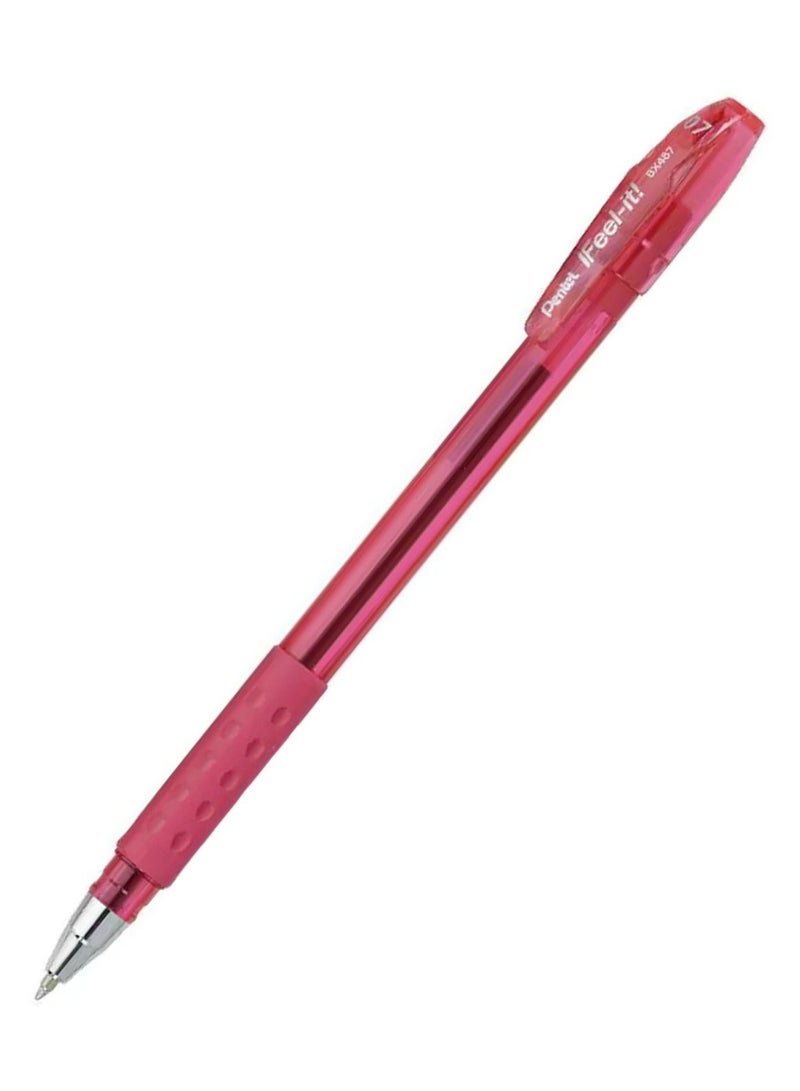 Pentel 12-Piece Ifeel-It Ballpoint Pen 0.7mm Tip Pink Ink - Image 2