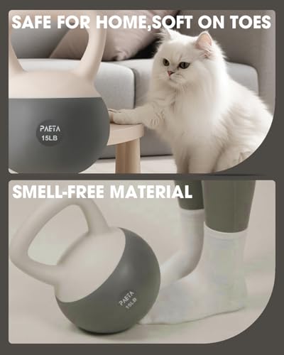 PAETA Soft Kettlebell for Home Gym – Anti-Slip Grip & Wide Handle Design, Soft-Sided Cushioned Base Kettlebell, Soft Kettlebell set for Strength Training - Ideal for Men, Women, 15lbs White - Image 4