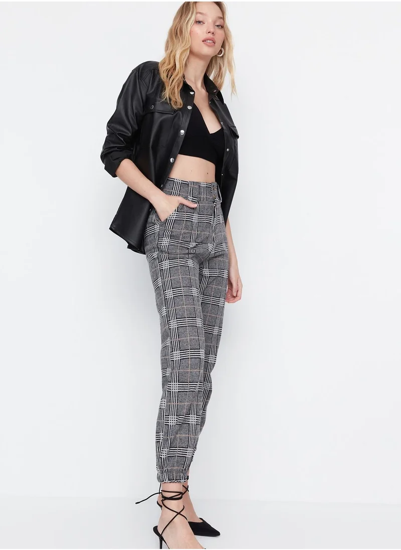 trendyol Checked Button Detail Pants
