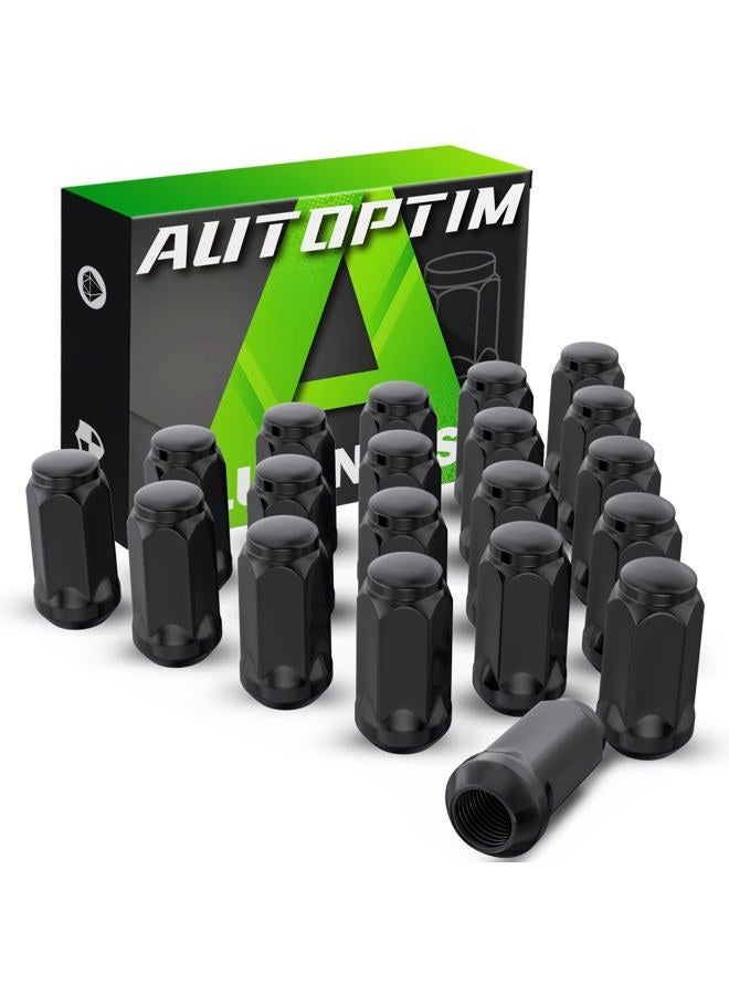 AUTOPTIM 1/2-20 Lug Nuts - Replacement for Ford Explorer Jeep Grand Cherokee Wrangler Liberty Commander Lincoln MKX and More Black 20PCS Aftermarket Wheel One Piece Closed End Long Nut - Image 1