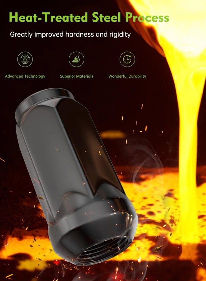 AUTOPTIM 1/2-20 Lug Nuts - Replacement for Ford Explorer Jeep Grand Cherokee Wrangler Liberty Commander Lincoln MKX and More Black 20PCS Aftermarket Wheel One Piece Closed End Long Nut - Image 5