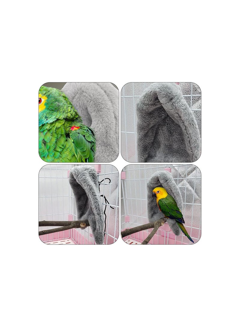 GGOOT 2pcs Parrot Cage Snuggle Hut Cozy Corner Fleece Bird Blanket Pet Bird Hut Nest Hanging Cage Warm Nest ( Grey ), 22X15X2CM(HR04I11RA37U84) - Image 2