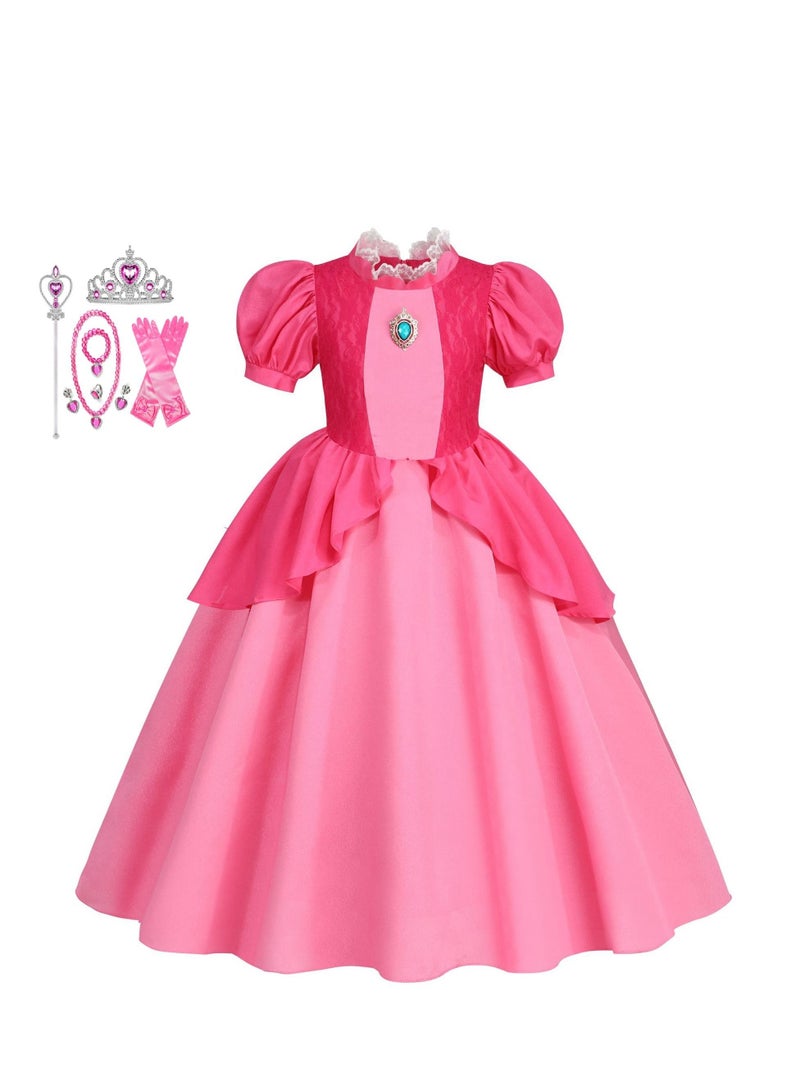 Y&D Princess Party Costume Dress With Crown Accessory Set - Image 1