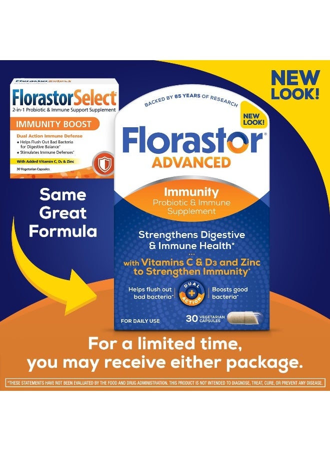 Florastor plus Daily Probiotic Supplement For Men & Women – Saccharomyces Boulardii Lyo Cncm I-745 Plus Zinc, Vitamin C & D3 (30 Capsules Per Box) - Image 2
