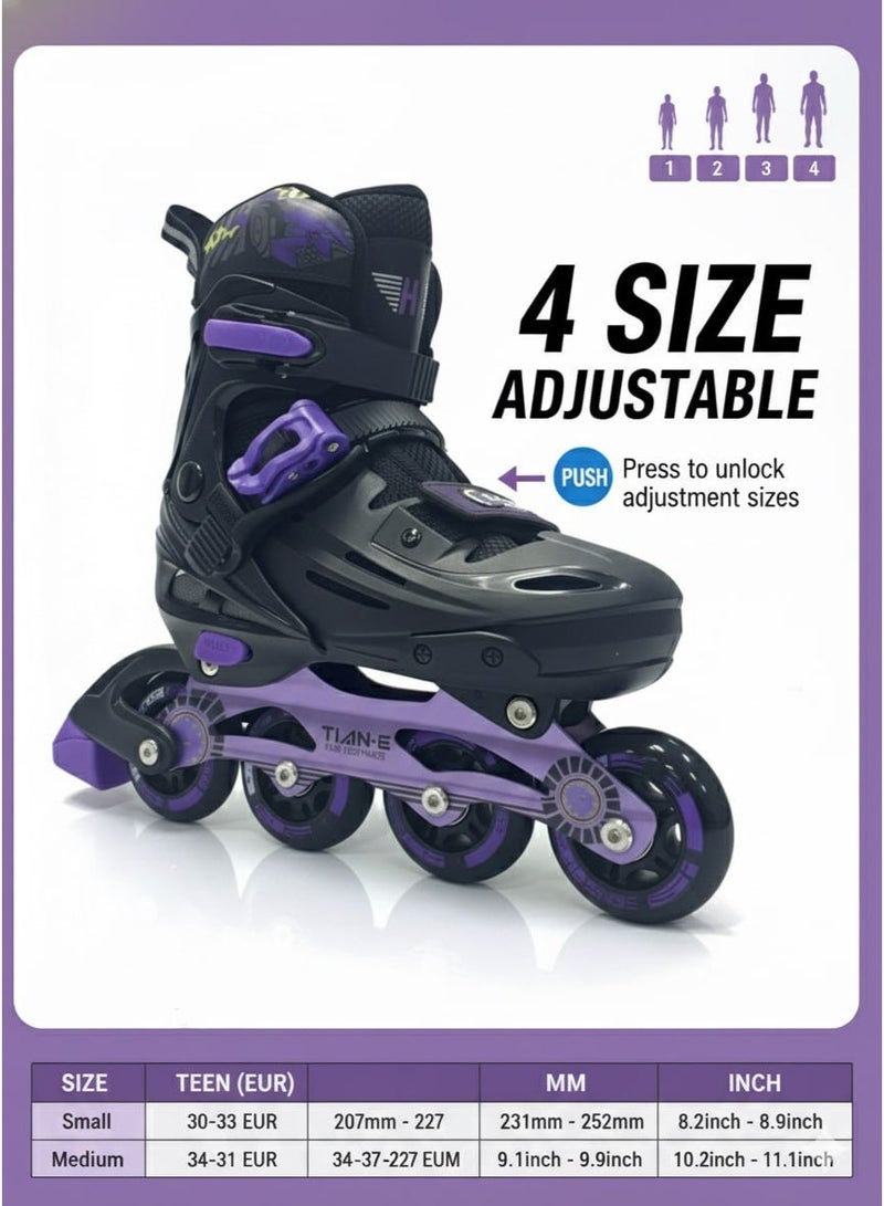OVERS Inline and Roller Skates Shoes with All Wheels LED Lights Complete Set include Helmet and Protection - Image 5