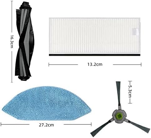 ABRALE Replacements Parts Kits for Accessories Kit for Ecovacs Deebot OZMO U2 DGN22 U2 Pro Robot Vacuum Cleaner 1 Main Brush 4 Side Brush 3 HEPA Filter 2 Mop Cloth - Image 2