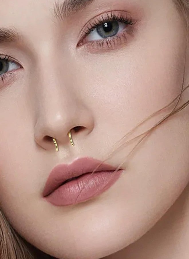 كوتشارم حلقات أنف من الذهب الخالص عيار 14 قيراطًا من كوشارم، حلقات أنف على شكل حرف U من الذهب الأصفر عيار 14 قيراطًا، مجوهرات أنف بسيطة على شكل حدوة حصان من الذهب الخالص عيار 14 قيراطًا، 8 مم، حلقات أنف معلقة من الذهب عيار 14 قيراطًا - Image 2
