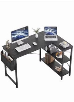 L Shaped Computer Desk, 47 Inch L-Shaped Corner Desk with Reversible Storage Shelves for Home Office Workstation, Modern Simple Style Writing Desk Table with Storage Bag