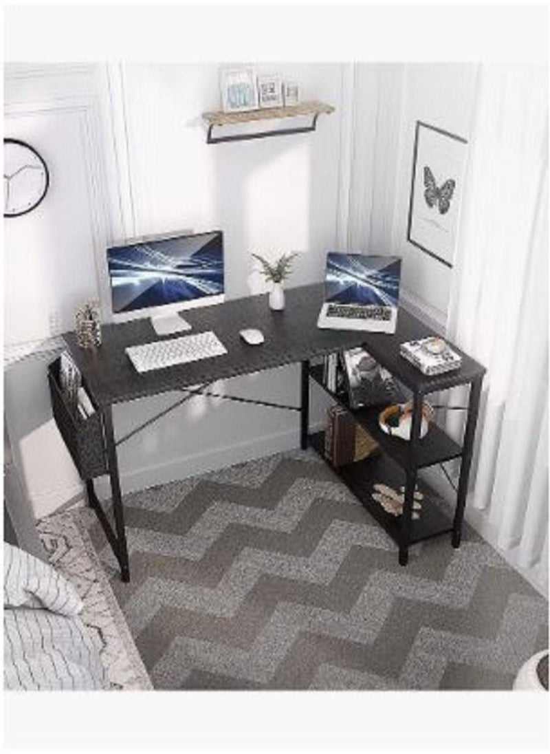 AGD - L Shaped Computer Desk, 47 Inch L-Shaped Corner Desk with Reversible Storage Shelves for Home Office Workstation, Modern Simple Style Writing Desk Table with Storage Bag - Image 1