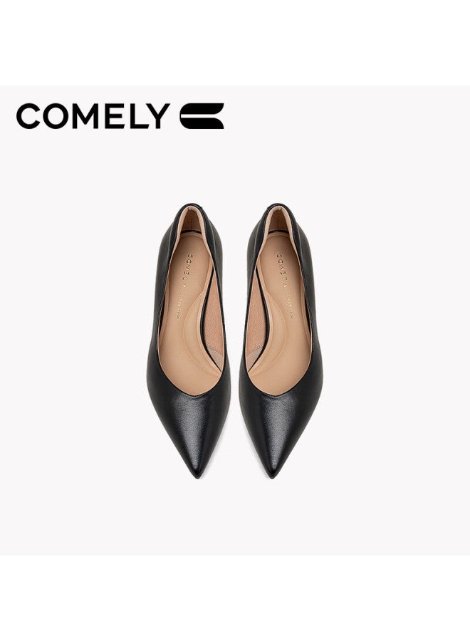 Comely Women's High Heel Shoes Pointed Toe Single Shoes With Soft Sole Fashion Simple Professional Work Shoes Black Size 39 - Image 5