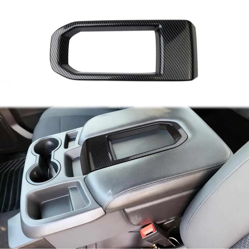Fewshaw Carbon Fiber Style Center Control Armrest Box Cup Holder Storage Tray Cover Trim Accessories for 2019-2026 GMC Sierra/Chevrolet Silverado 1500 2500 3500 (for Upper openable, Cup Holder) - Image 1
