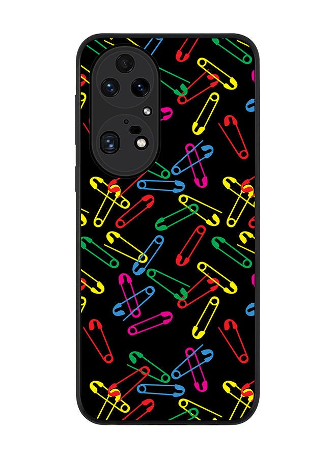 Stylizedd Rugged Black edge case for Huawei P50 Pro Slim fit Soft Case Flexible Rubber Edges Anti Drop TPU Gel Thin Cover - Safety Pins - Image 1