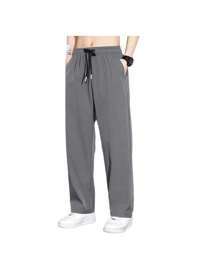 GENIOLAMODE Men'S Casual Pants, Korean Style Loose Straight-Leg Commuter Versatile Drawstring Trousers, Simple Draping Comfortable Men'S Pants - Image 2
