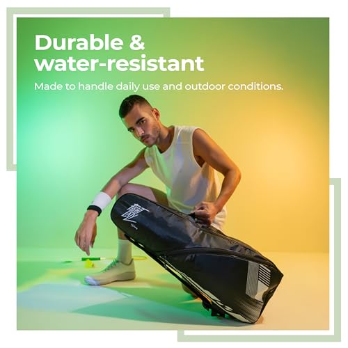 Lifelong Polyester Badminton Kit Bag for Men & Women,Dual Compartment,Personal Care Pouch,Water-Resistant Sports Bag with Soft Pads & Adjustable Strap for Badminton,Gym & Outdoor Use(Black & White) - Image 4
